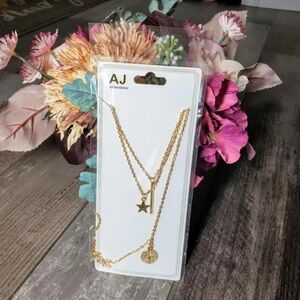 AJ Gold Star and Coin Necklace Set
